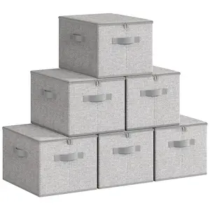 SONGMICS Sac de Rangement avec Couvercle, Gris Tourterelle / 6