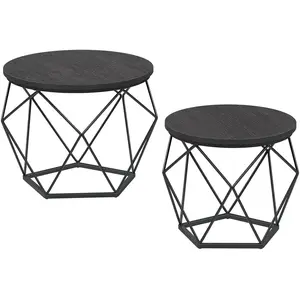 VASAGLE Table basse ronde, Noir / 60Diamètre x 45H cm pas cher