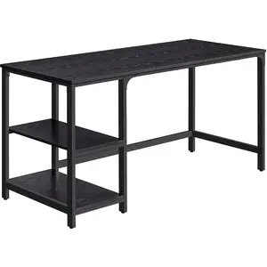 VASAGLE Bureau informatique avec 2 étagères, Noir Ébène / 140cm pas cher