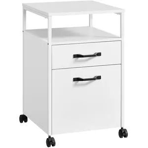 VASAGLE Caisson de bureau avec 2 tiroirs, Blanc Nuage pas cher