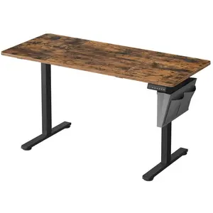 SONGMICS Bureau électrique assis-debout réglable en 4 hauteurs mémorisables, Marron Rustique + Noir D'encre / 60P x 140L x (72-120)H cm pas cher