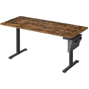 Comparateur de prix : SONGMICS Bureau électrique assis-debout réglable en 4 hauteurs mémorisables, Marron Rustique + Noir D'encre / 70P x 160L x (72-120)H cm