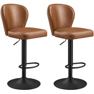 VASAGLE Collection EKHO - tabourets de bar pivotant à 360° avec dossier (Lot de 2&4), Marron caramel / 2