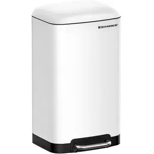 SONGMICS Poubelle 30L avec pédale en acier, Blanc pas cher