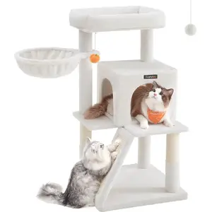 Feandrea Arbre à chat avec planche à gratter, Blanc Crème pas cher