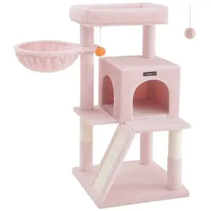 Feandrea Arbre à chat avec planche à gratter, Rose Bonbon pas cher