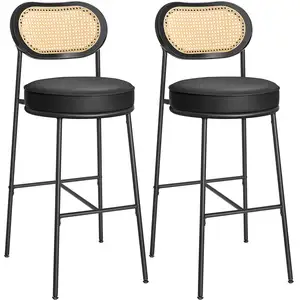 VASAGLE Tabourets de bar avec dossier incurvé - Lot 2, Noir D'encre / 104,7H cm pas cher