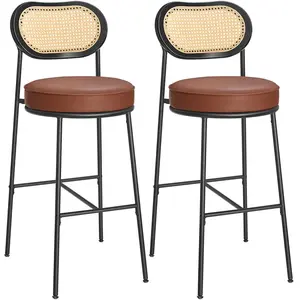 VASAGLE Tabourets de bar avec dossier incurvé - Lot 2, Marron Caramel / 104,7H cm