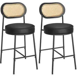 VASAGLE Tabourets de bar avec dossier incurvé - Lot 2, Noir D'encre / 92H cm