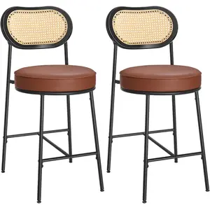 VASAGLE Tabourets de bar avec dossier incurvé - Lot 2, Marron Caramel / 92H cm pas cher