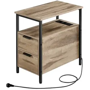 Comparateur de prix : VASAGLE Table d’appoint 2 tiroirs, Marron Camel + Noir D'encre