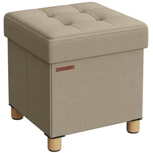 SONGMICS Pouf avec rangement pliable, Marron Camel / 38P x 38L x 40H cm