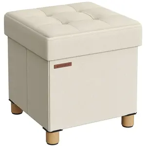 SONGMICS Pouf avec rangement pliable, Blanc Crème / 38P x 38L x 40H cm pas cher