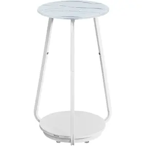 Comparateur de prix : VASAGLE Table d’appoint ronde à 2 niveaux, Blanc Marbré