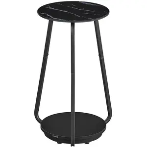 Comparateur de prix : VASAGLE Table d’appoint ronde à 2 niveaux, Noir Marbré