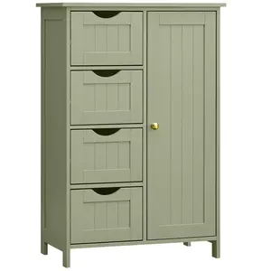 VASAGLE Meuble de salle de bain sur pied, Vert Forêt / 4 Tiroirs (30P x 55L x 82H cm)Vendu parsongmics
