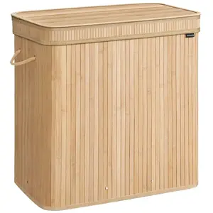 SONGMICS Panier à linge en bambou, Bambou Naturel / 150 L pas cher