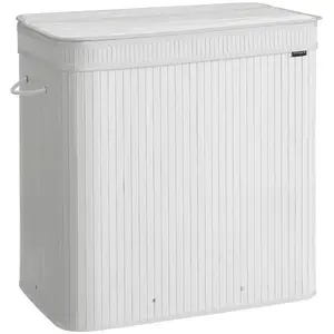 SONGMICS Panier à linge en bambou, Blanc Nuage / 150 L pas cher