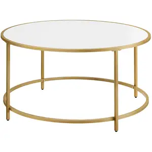 VASAGLE Table basse ronde blanc doré pas cher