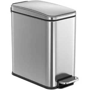 SONGMICS Poubelle de salle de bain avec pédale pour toilettes, Argent / 10L (38,4 x 17 x 35 cm)Vendu parsongmics