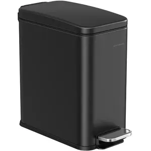 Comparateur de prix : SONGMICS Poubelle de salle de bain avec pédale pour toilettes, Noir / 10L (38,4 x 17 x 35 cm)