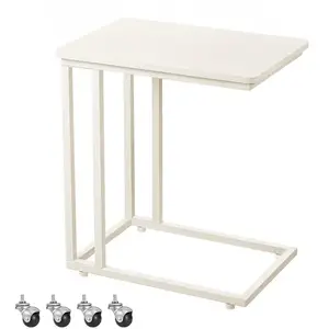 VASAGLE Table d’appoint mobile, Blanc Crème pas cher