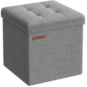 SONGMICS Banc de rangement pliable 30 cm, Gris Clair