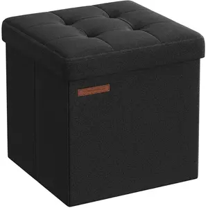 SONGMICS Banc de rangement pliable 30 cm, Noir Pur / 30P x 30L x 30H cmVendu parsongmics
