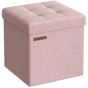 SONGMICS Banc de rangement pliable 30 cm, Rose Bonbon / 30P x 30L x 30H cm