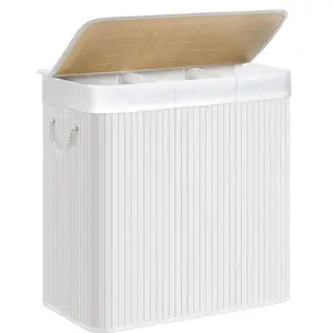 SONGMICS Panier à linge à 3 compartiments, Blanc pas cher
