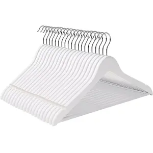 SONGMICS Cintres en bois antiglisse, Blanc / 50