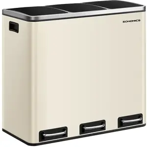 SONGMICS Poubelle de tri 3 seaux, Beige Sable pas cher
