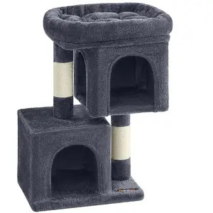 Feandrea Arbre à chat 2 niches doux, Gris Foncé / S (40 x 30 x 67 cm) pas cher