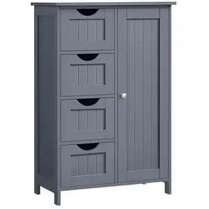 VASAGLE Meuble de salle de bain sur pied, Gris / 4 Tiroirs (30P x 55L x 82H cm)Vendu parsongmics