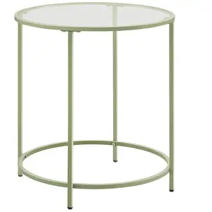 VASAGLE Table d'appoint ronde, vert laurier transparent. pas cher