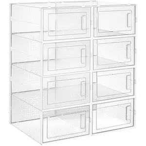 SONGMICS Boîtes à chaussures pliables, Transparent / 30 x 22,5 x 13,5 cm / Lot de 8Vendu parsongmics