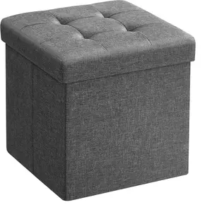 SONGMICS Banc de rangement pliable 30 cm, Gris Foncé / 30P x 30L x 30H cm