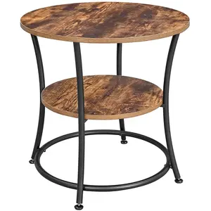 VASAGLE Table d'appoint ronde industriel, Marron + Rustique pas cher