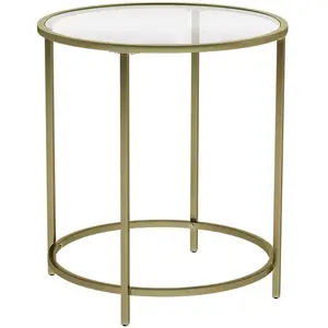 VASAGLE Table d'appoint verre doré pas cher