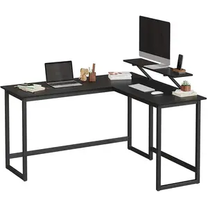 VASAGLE Bureau avec rehausseur d'écran, Noir pas cher
