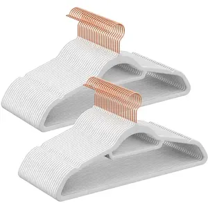 SONGMICS Cintres en velours antiglisse, Blanc + Rose Gold / 50 pas cher