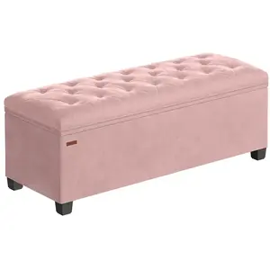 SONGMICS Tabouret de rangement charge jusqu'à 300 kg, Rose Bonbon