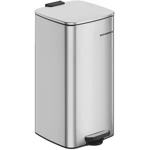 Comparateur de prix : SONGMICS Poubelle de cuisine à pédale en acier, Argent Métallique / 30 L