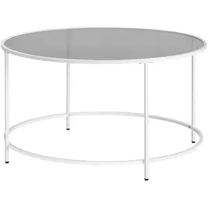 VASAGLE Table basse ronde décoration, Blanc Perle + Gris Ardoise pas cher