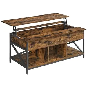 VASAGLE Table basse avec plateau relevable gris anthracite noir, Marron Rustique + Noir pas cher