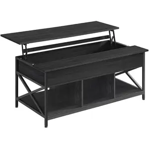 VASAGLE Table basse avec plateau relevable gris anthracite noir, Gris anthracite + Noir pas cher