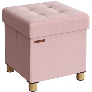 Comparateur de prix : Songmics Pouf avec rangement pliable, Rose bonbon / 38 x 38 x 40 cm
