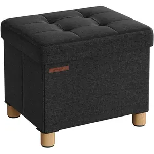 Songmics Pouf repose-pieds pliable, Noir / 32P x 40L x 33,5H cm pas cher