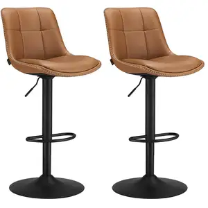 VASAGLE 2 Tabourets de bar noir d'encre, Marron Caramel / 2 pas cher