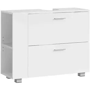 VASAGLE Meuble sous lavabo 2 tiroirs avec rangement ouvert blanc nuageVendu parsongmics